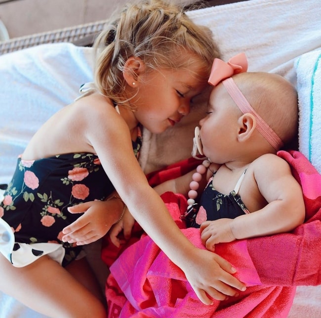 Halston Blake Fisher as seen in a beautiful picture along with her older sister, Taytum Fisher, in August 2019