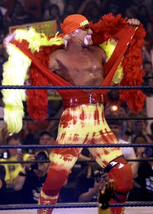 Hulk Hogan posing inside the ring in August 2005