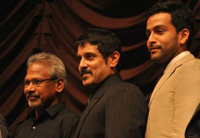 Mani Ratnam (Left), Vikram (Center), and Karthik as seen in May 2010