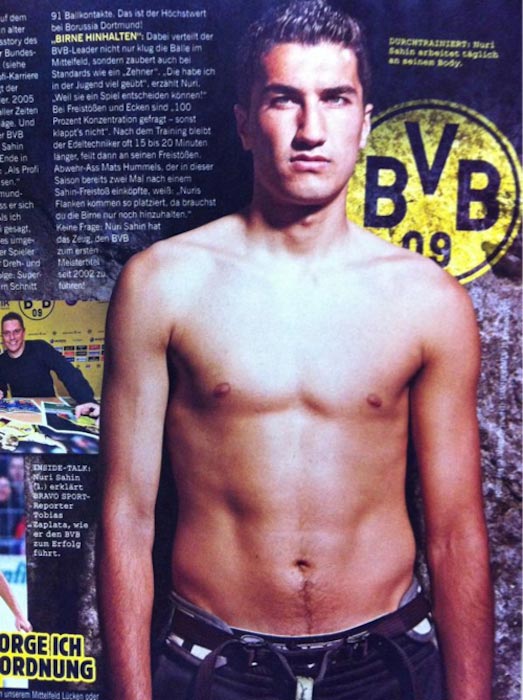 Nuri Sahin&rsquo;s well sculpted body on a picture featured in an interview for a German magazine